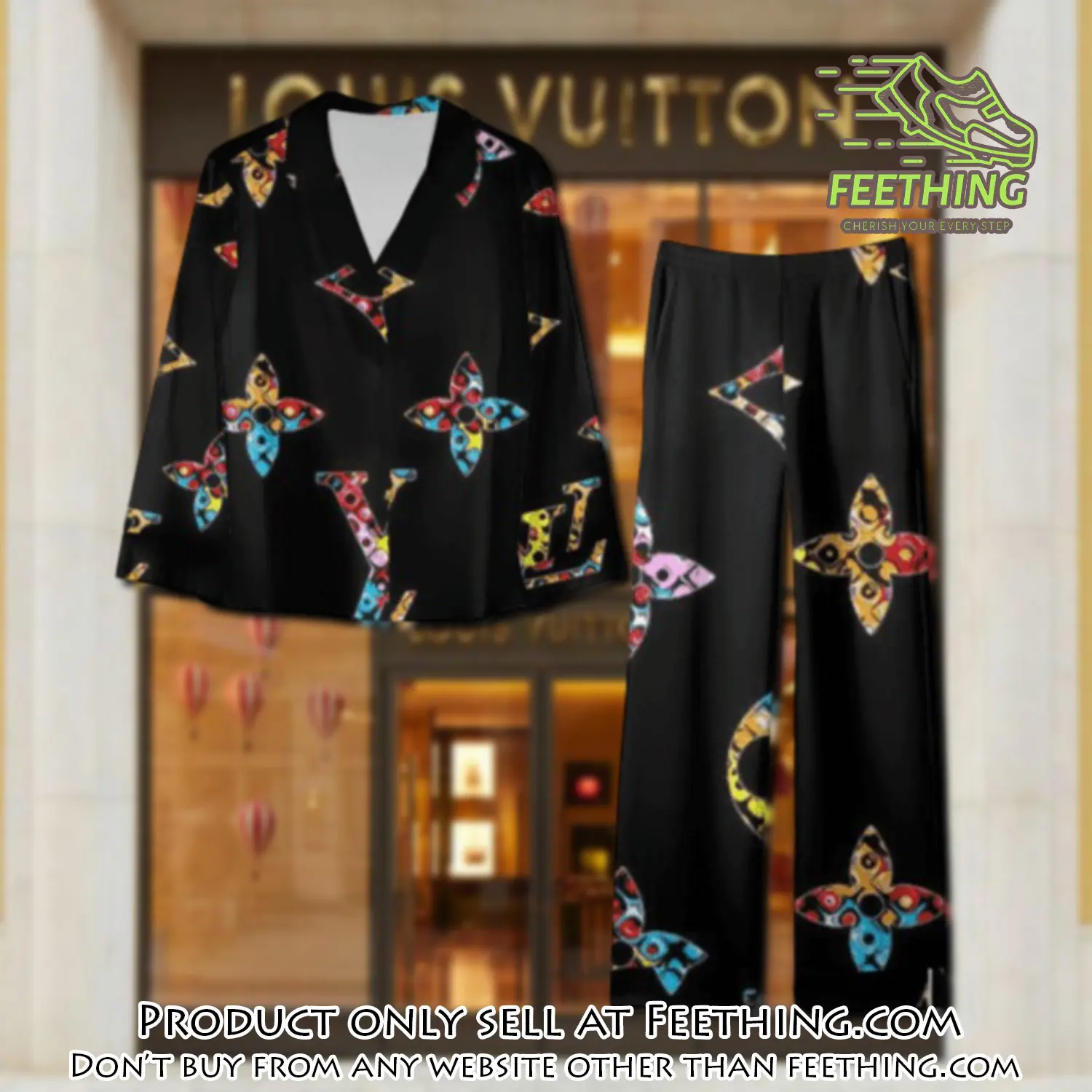 Trending luxury lv satin pajama set pjs1074 ft5901873